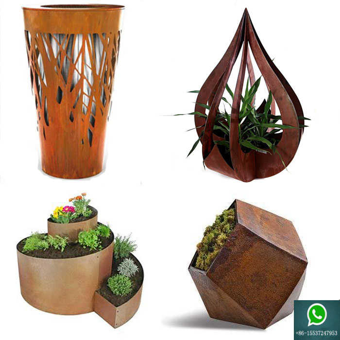 metal plant pots of corten planter