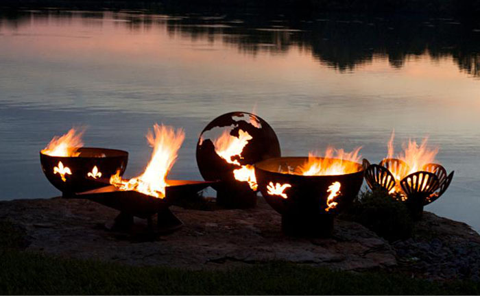 Corten fire pit for garden