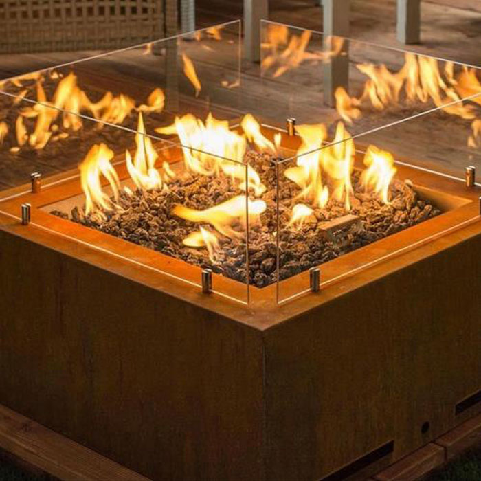 homemade fire pit of corten