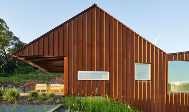 wild fire prone corten facade and roof