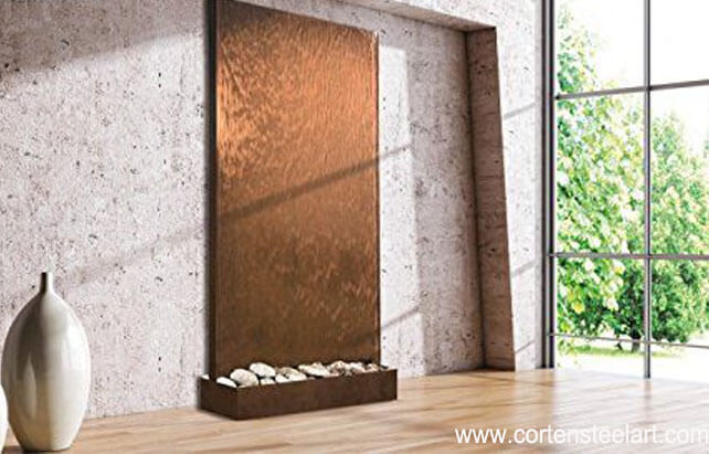 square and block corten water feature
