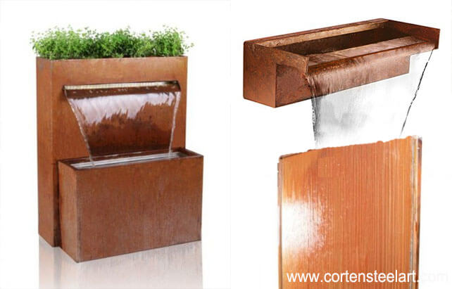 square and block corten water feature