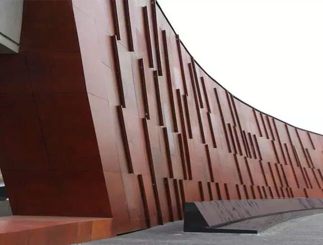 Cor-ten steel cladding facade