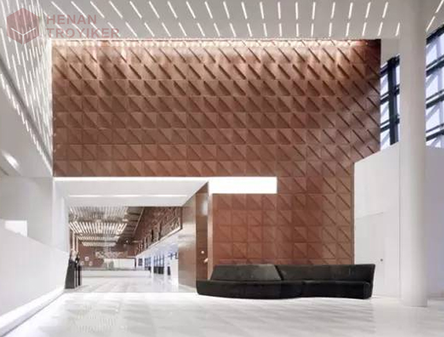 Corten steel Interior wall decoration in a shopping wall