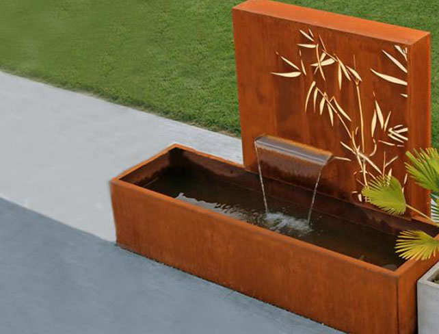 Cor ten steel water feature