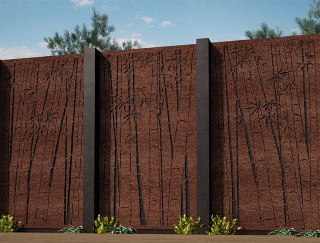 Corten garden screen panels