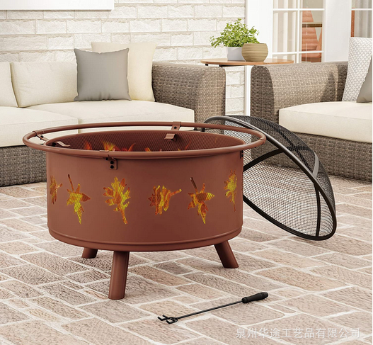 Corten laser cut steel Rust Portable Wood Charcoal Burning Pa