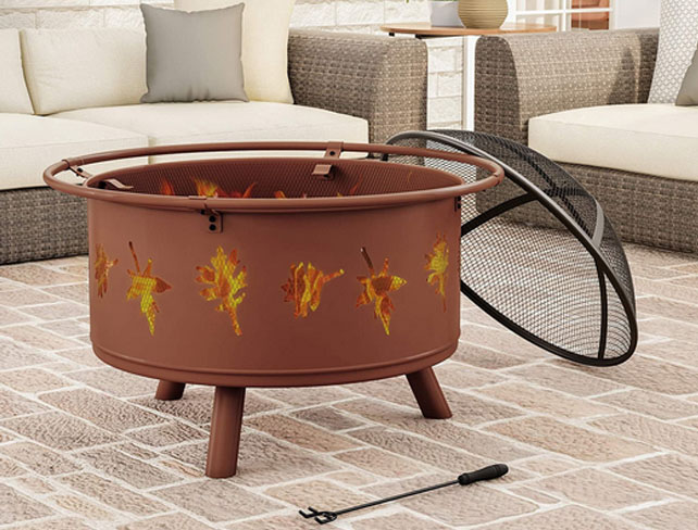 Corten laser cut steel Rust Portable Wood Charcoal Burning Pa
