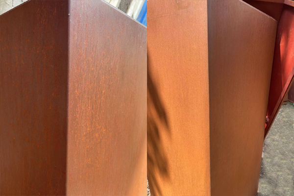 orangey-brown weathered steel