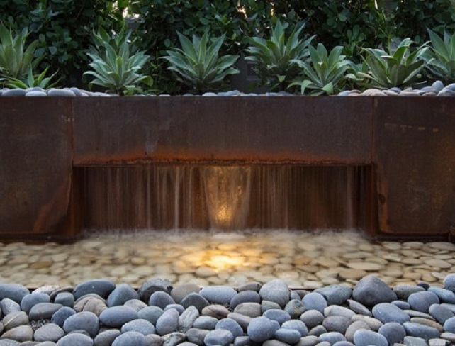 corten steel water feature