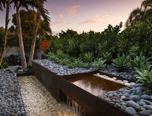 corten steel water feature